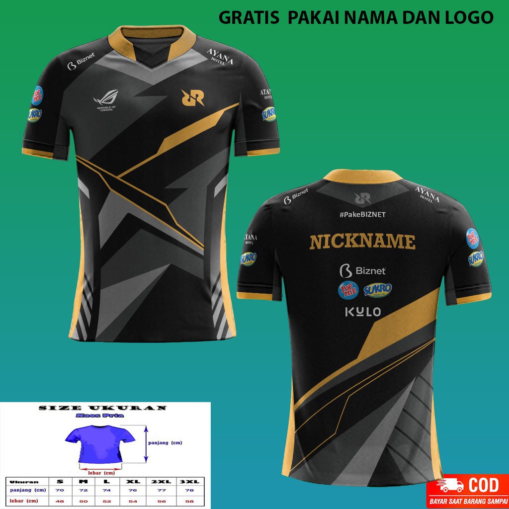 Jersey Baju Kaos T-shirt Pria Anak/Dewasa RRQ 2021 3D Fullprint Terbaru danTermurah Evos Esports