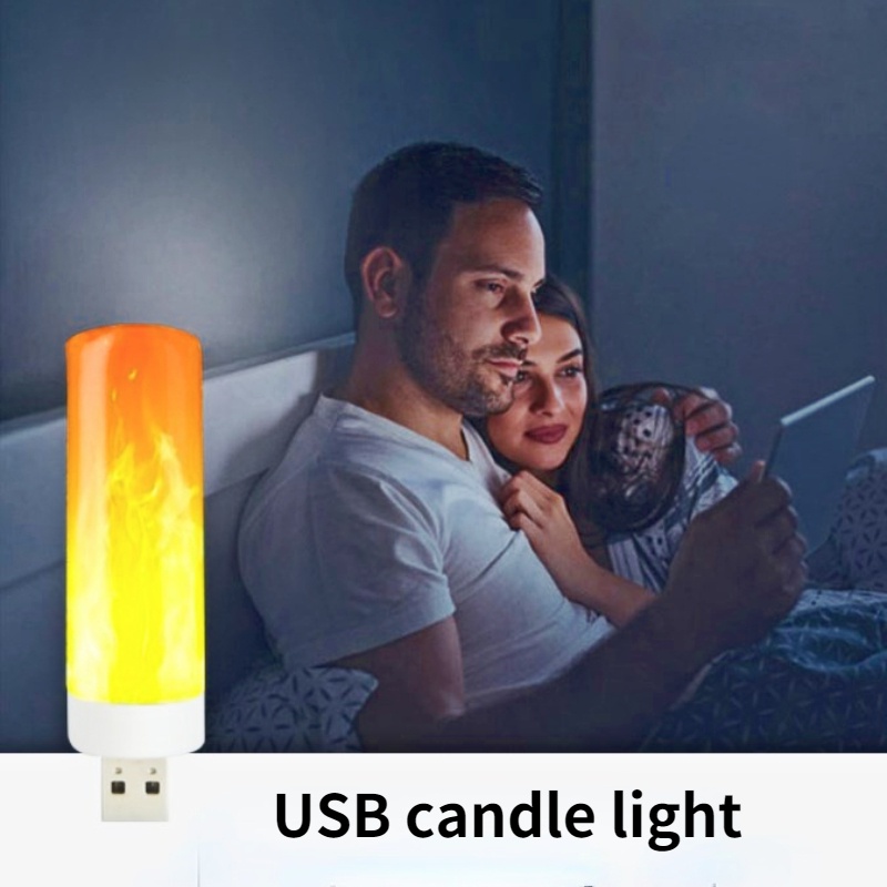 Lampu Malam Bentuk Lilin Tanpa Api Tenaga USB Ukuran 2.5x8.6cm Untuk Dekorasi Rumah