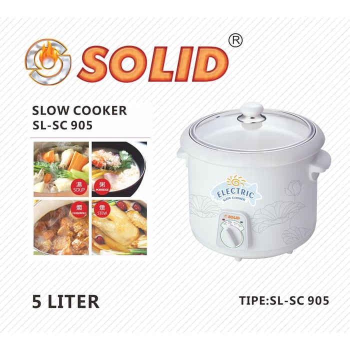 SOLID Slow Cooker 5 Liter SC 905 / Pemasak Lambat - Garansi 1 Tahun