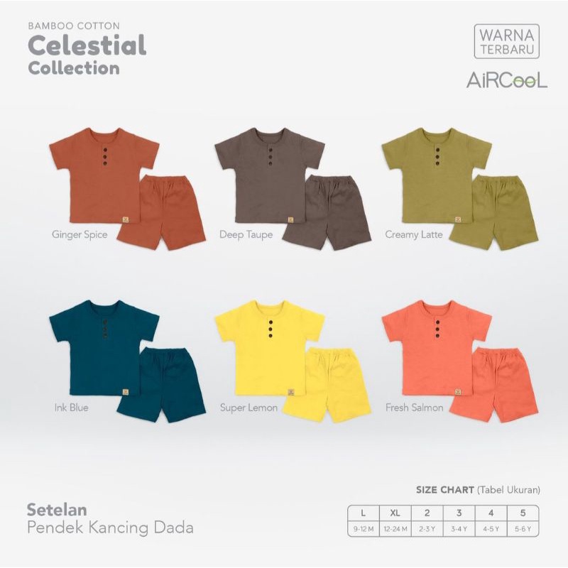 VELVET JUNIOR Bamboo Celestial Setelan Pendek Kancing Dada