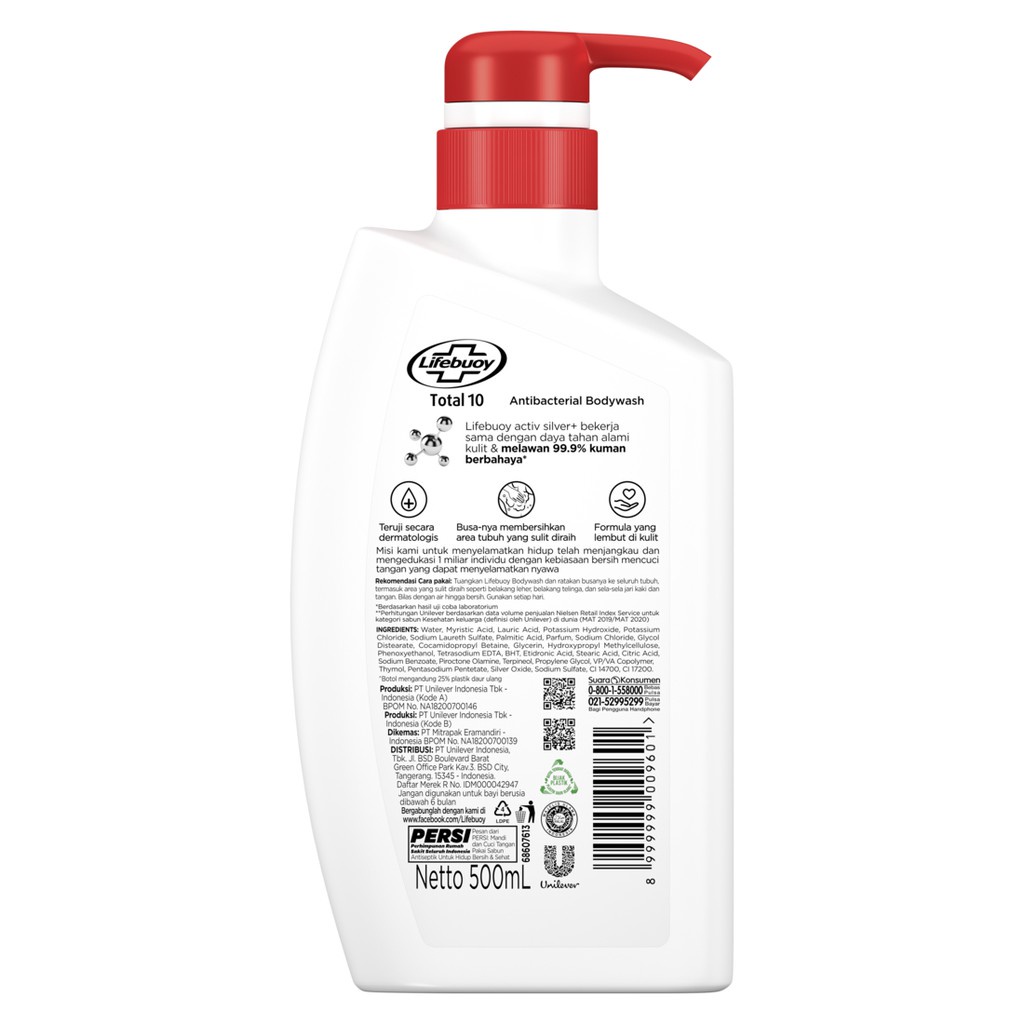 LIFEBUOY ANTIBACTERIAL BODY WASH + TOTAL 10 500 ML