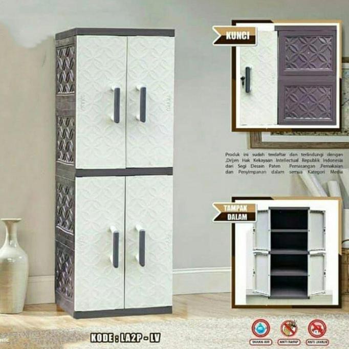 LEMARI PLASTIK ANAK 4 SUSU LEMARI BABY AKAKO+KUNCI LA2P-GC LA2P POLOS