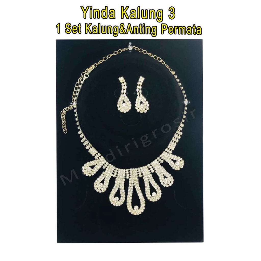 1 Set Kalung&amp;Anting Permata * Yinda Kalung 3 * Kalung Fashion * Aksesoris