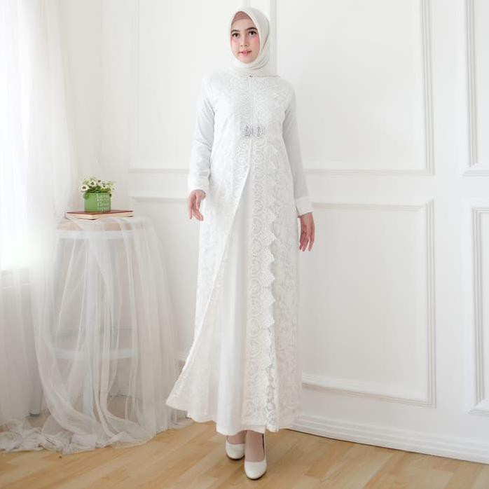 ATASAN MUSLIM JAHITAN RAPI BAJU SYARI WANITA / GAMIS PUTIH / MUSLIM WANITA #80241 N STD - PUTIH, M