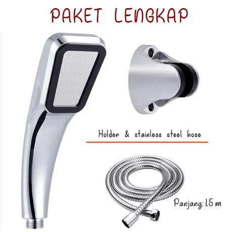 Shower Kepala Mandi 300 Lubang Tekanan Tinggi Pancuran Serbaguna Termurah-Paket Lengkap