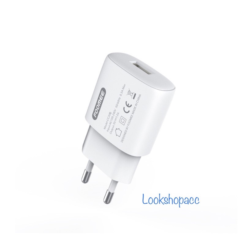 Adaptor Charger Foomee CC20S ( Perpcs/Eceran ) 1 USB Port 1.2A Original Foomee