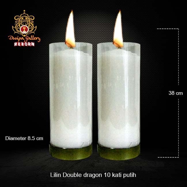 Lilin/Candle Puja Sembahyang Pilar Natal Double Dragon 10 Kati Putih