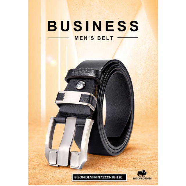 Ikat Pinggang Pria Kulit Asli Bison Denim Original Belt Soft Pin