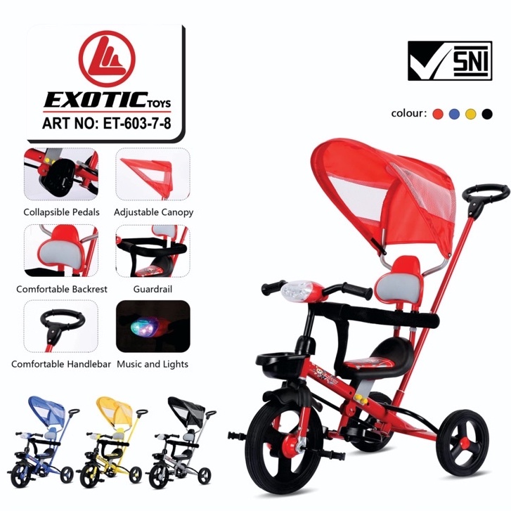 Tricycle Exotic ET 603-7-8 ET 603-7 Kereta Dorong Anak Bayi Dorongan Anak Bayi Sepeda Anak Roda Tiga 3 ET603-7-8 Pacific ET1265 ET 1265 ET1263 ET 1263 ET1267 ET 1267 ET1268 ET 1268 ET2251 ET 2251 AT7705 AT 7705 AT7702 AT 7702 AT7711 AT 7711 AT7713 AT 7713