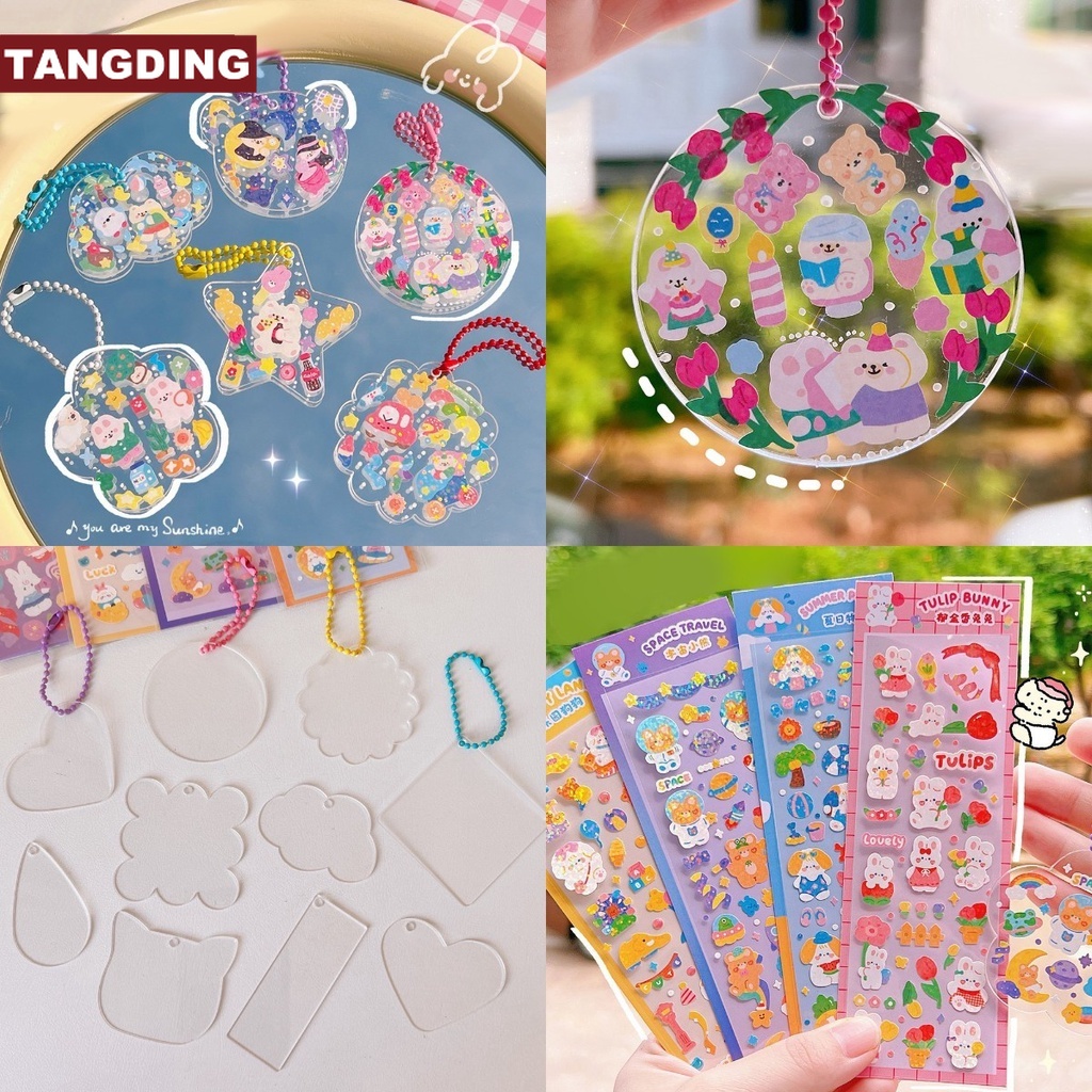 【COD Tangding】Gantungan Kunci Bentuk Bintang Disk Kecil Bahan Akrilik Transparan