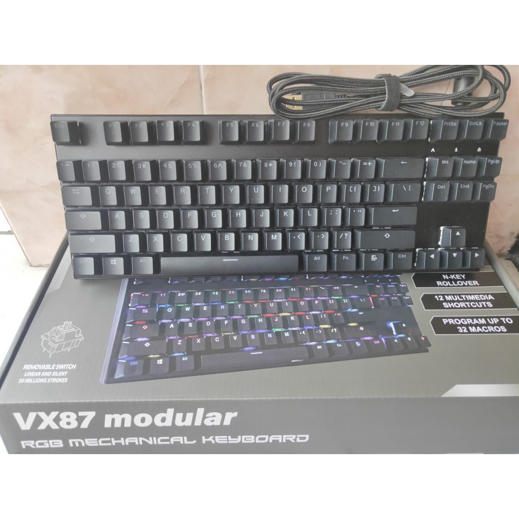 (BEKAS) VortexSeries VX87 Modular Mechanical Keyboard Gaming Keyboard Black Case Outemu Brown