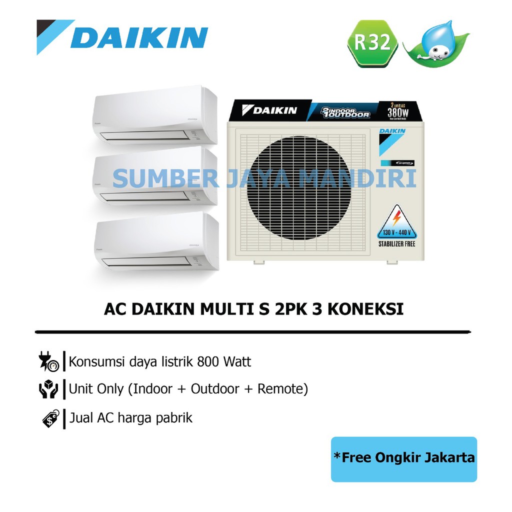 AC Daikin Multi-S 3Koneksi Outdoor 2PK Type MKC50 (Indoor 1/2PK+1/2PK ...