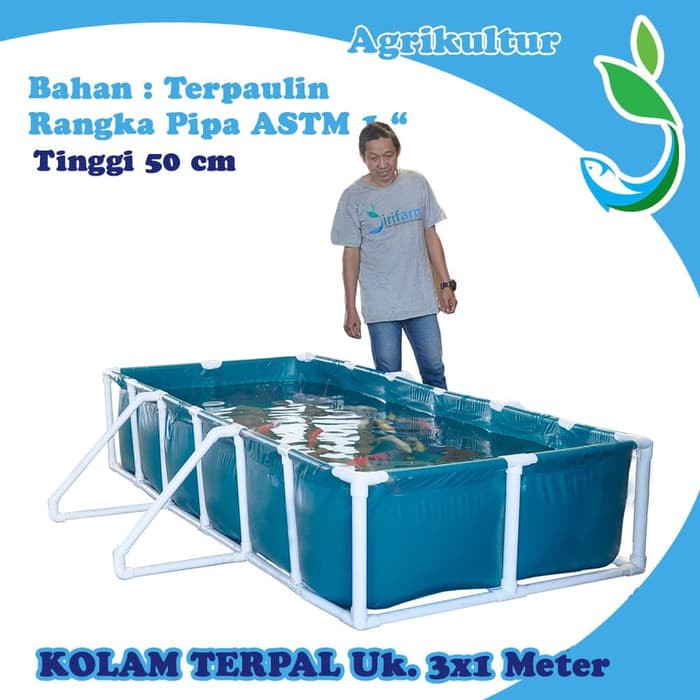 KOLAM TERPAL 300X100x50 cm Bak Ikan Terpaulin KUAT Pengganti Fiber PU129