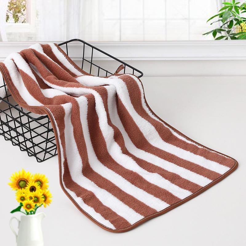 [BAYAR DITEMPAT] Handuk Microfiber Bulu Salur Garis Lembut Super Serap Air Premium SIZE 35 X 75CM