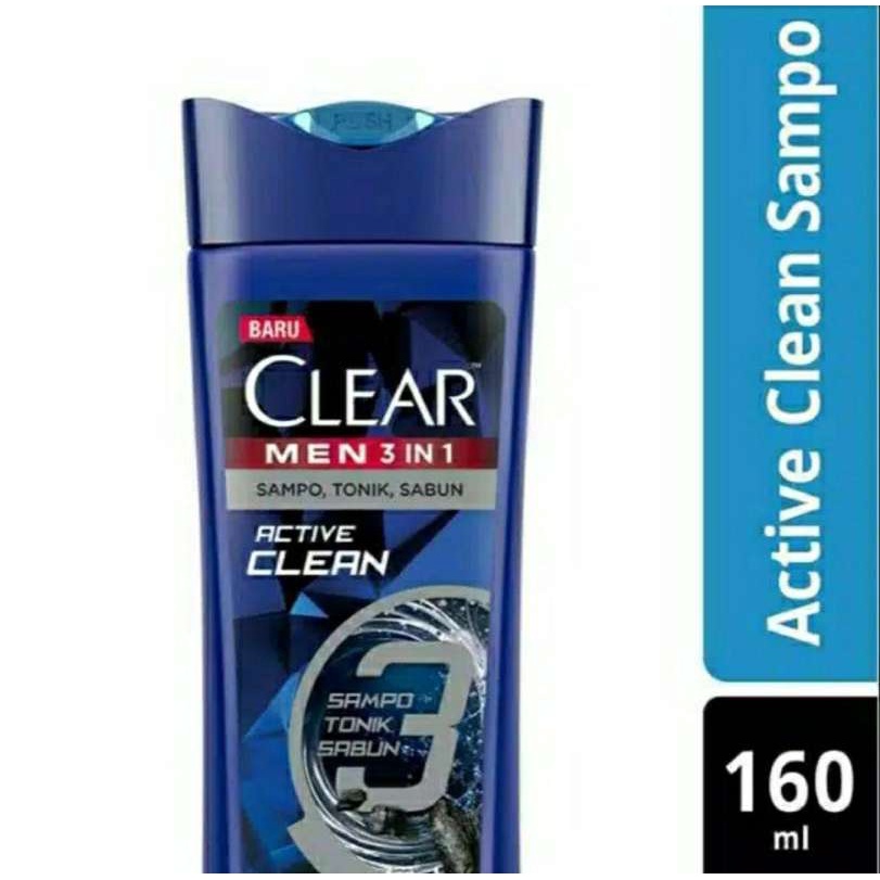 Clear Men Active Clean 3 in 1 Shampo (160ml)