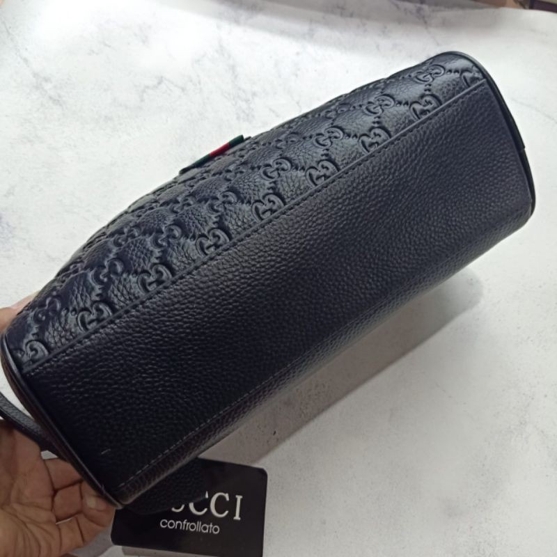 Pouch Bag Gucci/Clutch Gucci Leather Embos Tas Tangan Handbag Kulit Asli Import