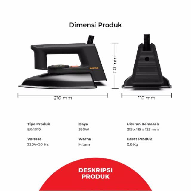 Setrika Listrik Maspion Exclusive EX-1010 Blackberry