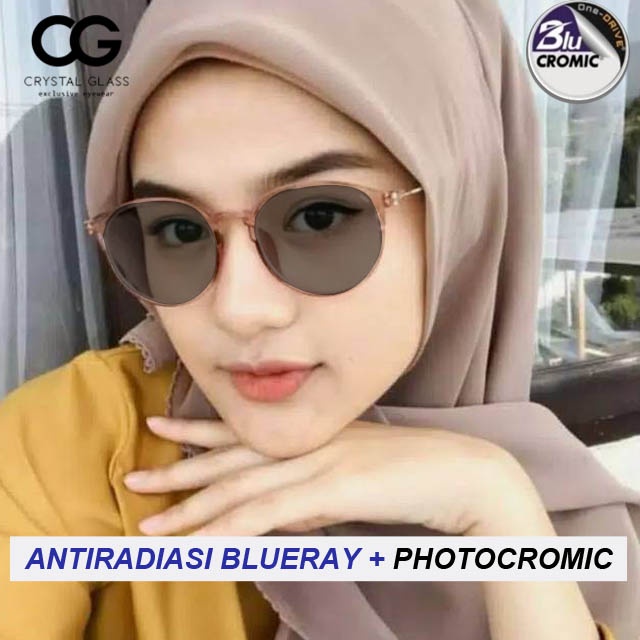 Kacamata Bulat Photocromic Blueray Minus Anti Radiasi Bahan Lentur - Yourglasses