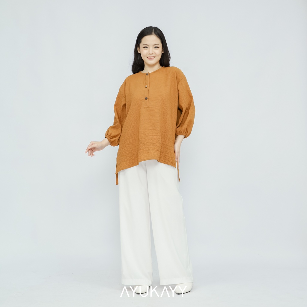 MSMO Sakura Vneck Shirt Blouse Kemeja Oversize / Kemeja Kantor / Kemeja Korea / Kemeja Oversized / Atasan Wanita