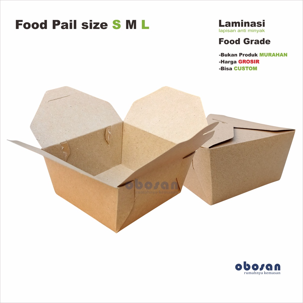 Food Pail size S M L Paper Lunch Box Laminasi Tebal Nasi Box Ayam Goreng Geprek Kemasan Murah Unik
