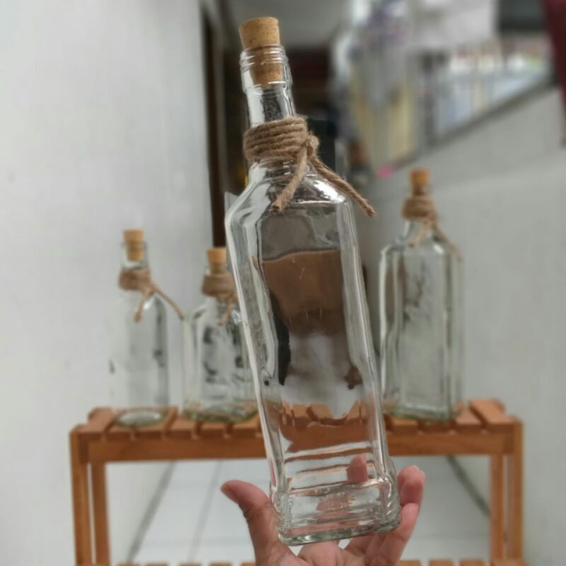 botol kaca 700ml 750ml kotak sumbat cork botol craft keren