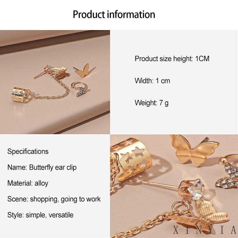 Butterfly Anting Klip Bahan Alloy Bentuk Kupu-Kupu