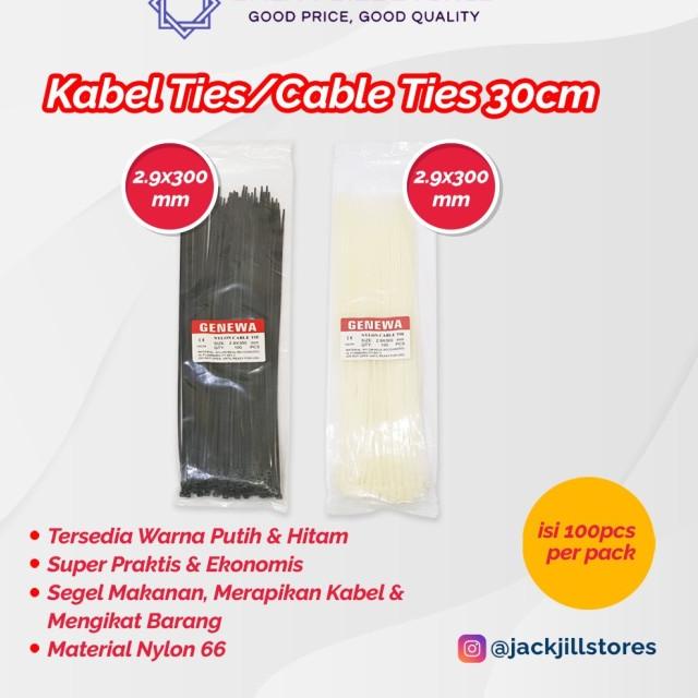 

☇ Kabel Ties / Cable Tie 30cm Isi 100Pcs - Putih ☄