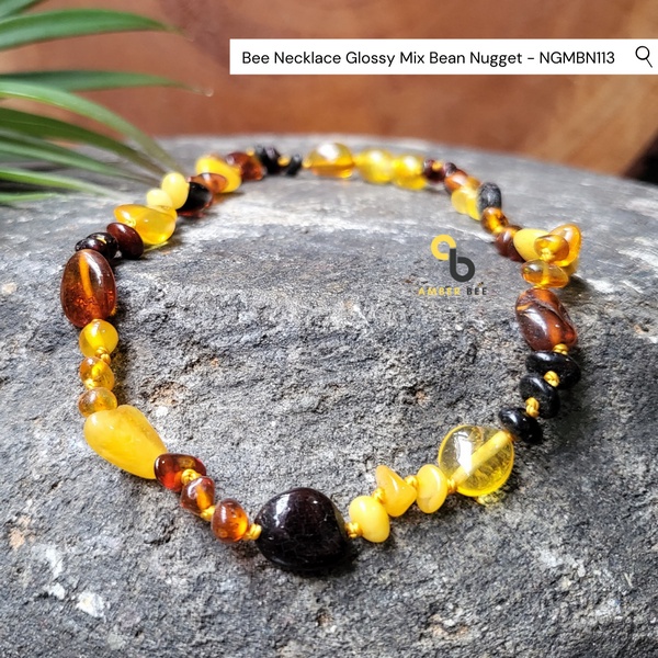 Kalung Amber Bayi &amp; Anak Glossy Mix Bean Nugget NGMBN113 By Amber Bee