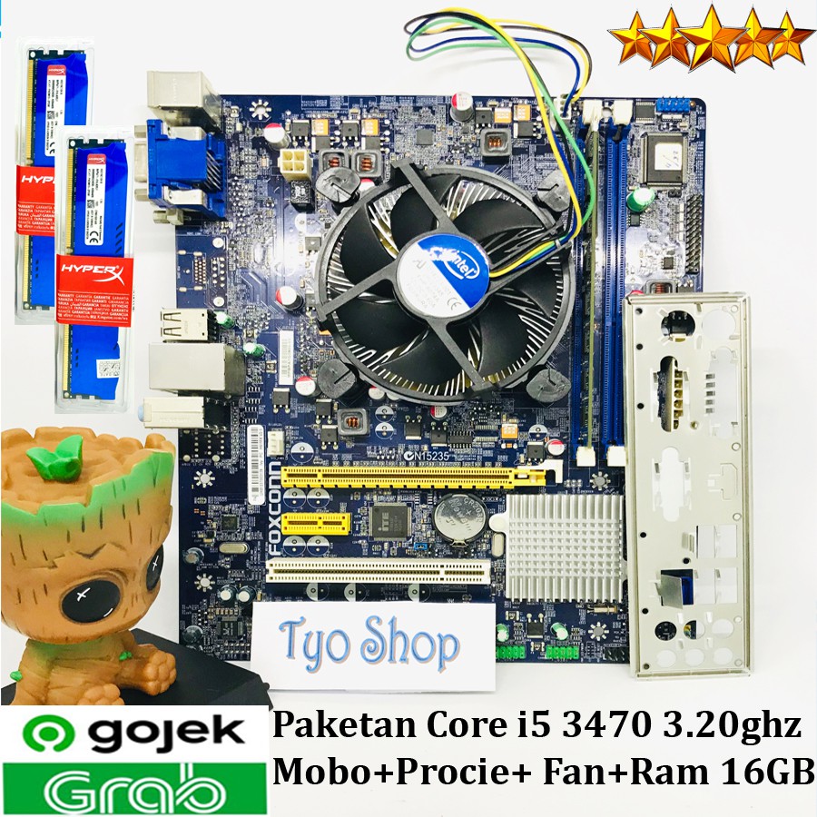 Paket Mainboard H61 Core i5 3470 Ivy Fan Ram 16GB