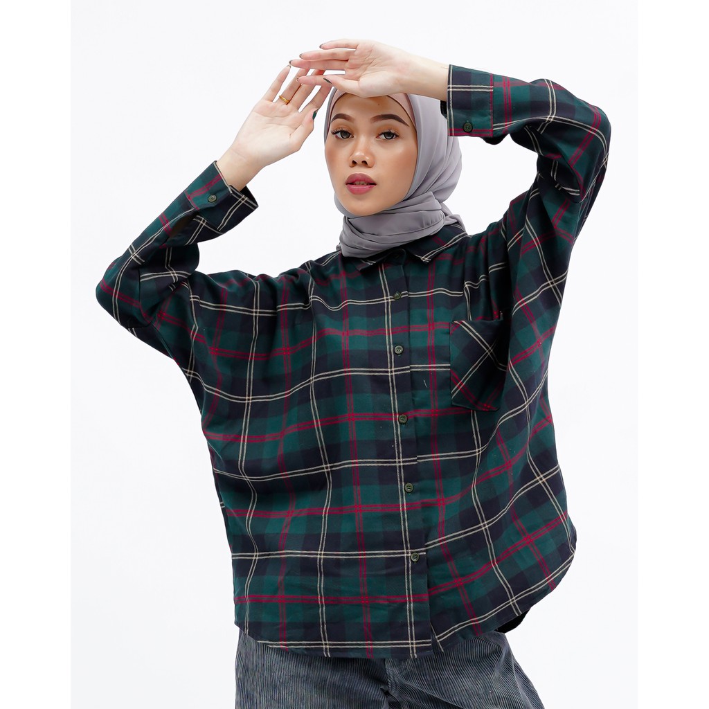 KEMEJA BOYFRIEND KOREA OVERSIZE OMBRE FLANEL PREMIUM SHIRT B341-Motif 24