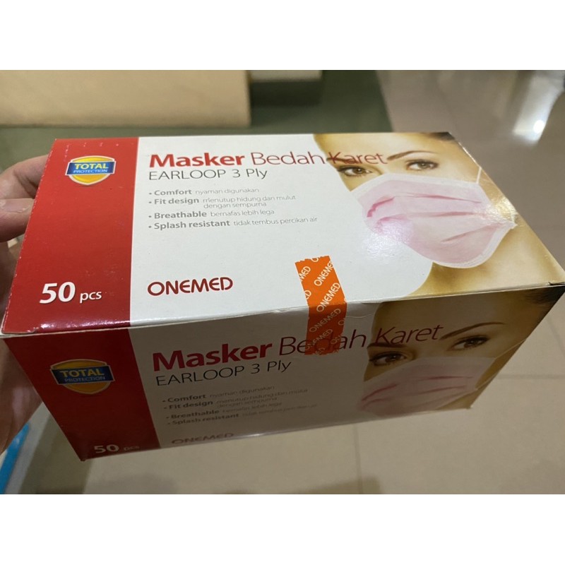 MASKER ONEMED MASKER BEDAH 3 PLY EARLOOP ISI 50 PCS