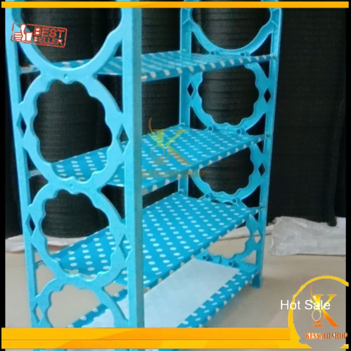 ZI137 RAK SEPATU PLASTIK 4 TINGKAT SERBAGUNA DIY RAK SEPATU ANAK KOS