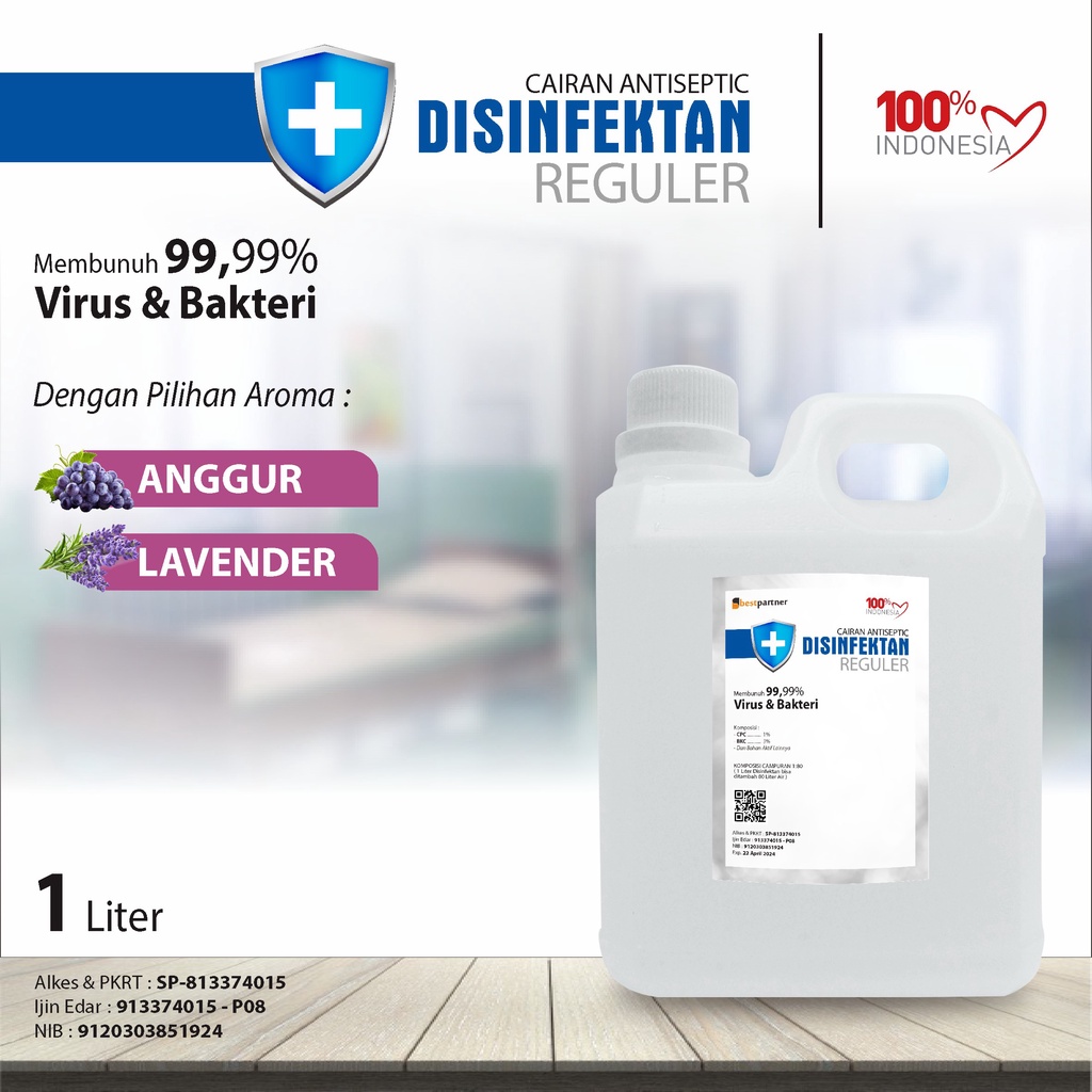 Desinfektan Reguler Varian Aroma Segar 1 Liter / Cairan Desinfektan 1 Liter ( Jerigen )