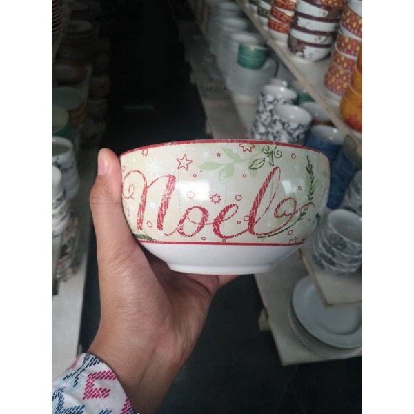 NOEL BOWL MANGKOK MANGKUK KERAMIK SANGO MOTIF NATAL CHRISTMAS DEKOR