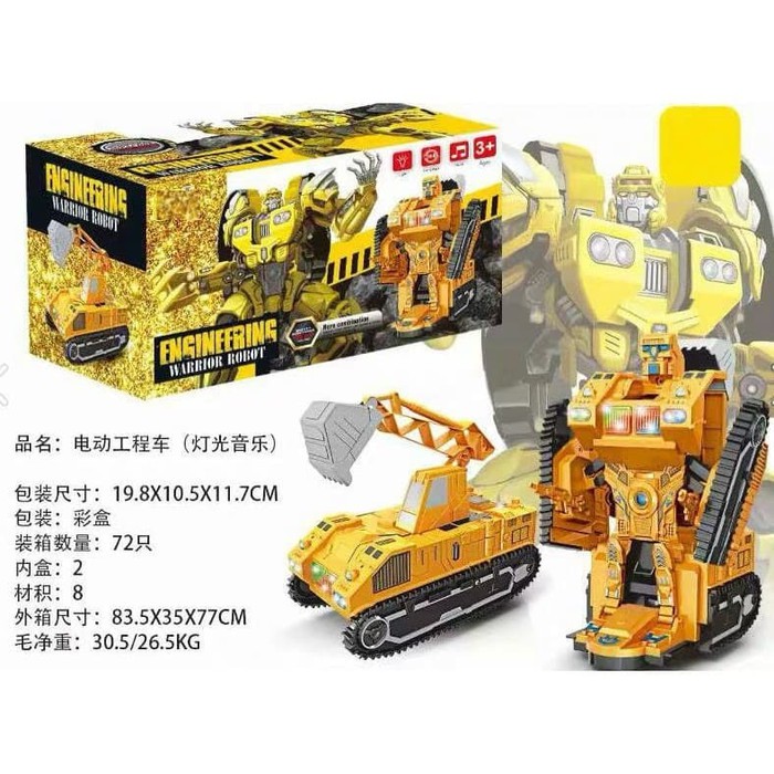 mwn.toys Engineering Warrior Robot Kuning / Mainan Mobil Jadi Robot No.9902