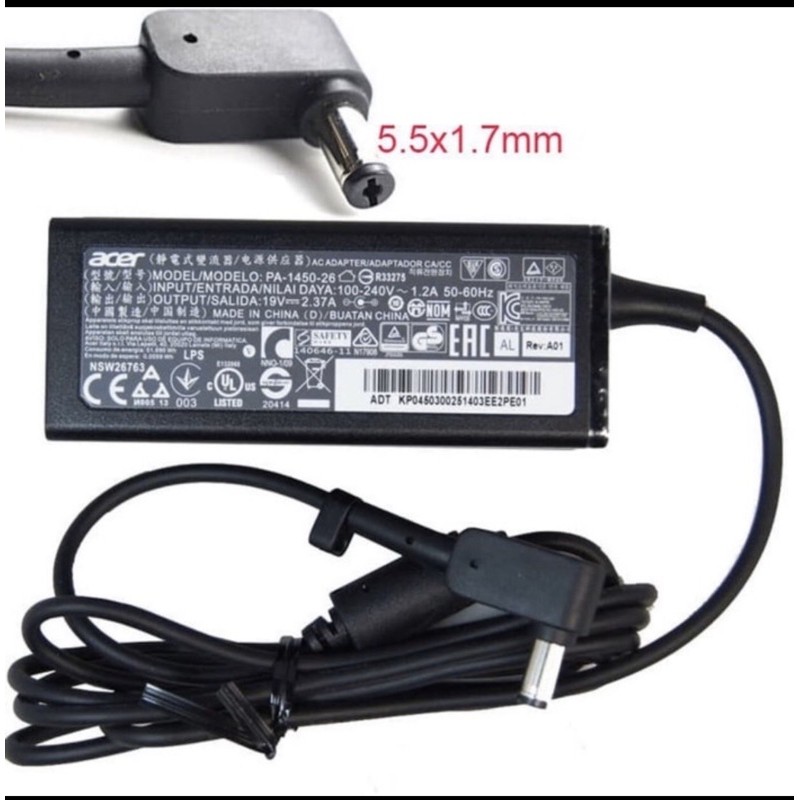 Adaptor Charger ACER E5-422 E5-473 E5-522 E5-532 E5-573 E5-721 E5-731 E5-771 ES1-311 19V-2.37A