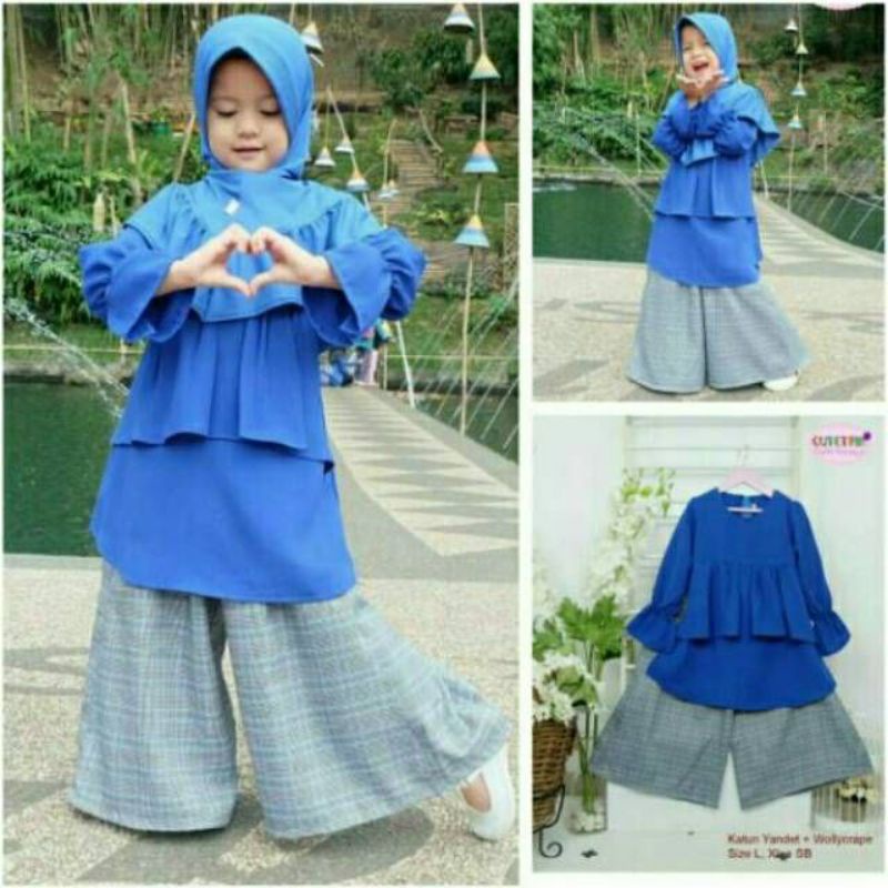 SETELAN KULOT BIRU ELEKTRIK CUTETRIK USIA 5-6 TAHUN