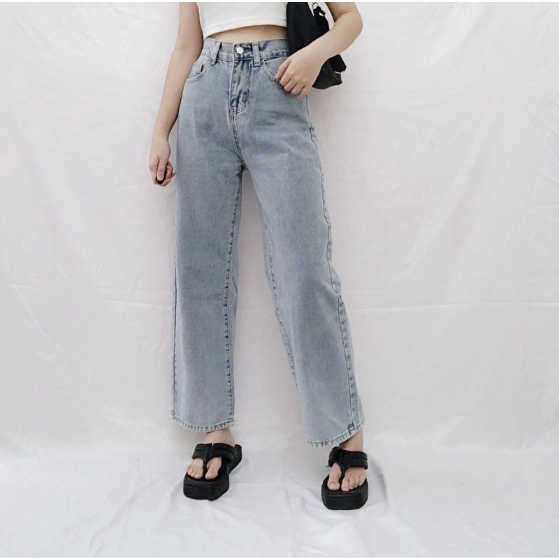 CLOTHIER - Gala Unisex Jeans | High Waist Light Blue Straight Denim