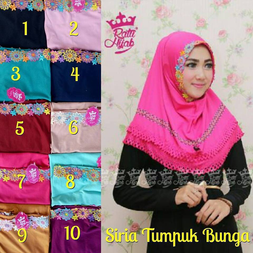 jilbab hijab renda tumpuk bunga kekinian naura ori