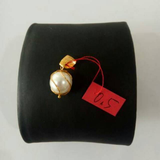 Liontin Emas asli model lempeng hati permata putih