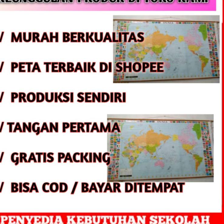 

hwr Peta dunia ( Terlaris ) Peta dunia edisi Gantung / Peta dunia ukuran sedang, besar & kecil / ✚ 25