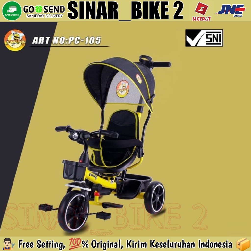 Sepeda Roda Tiga Anak Pacific Pc-105 Kursi Putar Tricycle Stroller