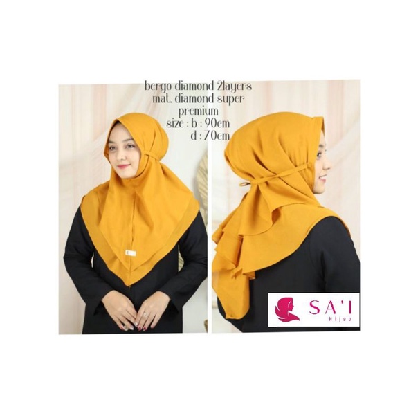 Jilbab instan dua layer diamond premium viral tali ( jilbab tali dua layer)