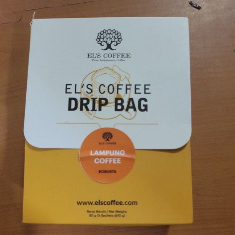 

ELS COFFEE DRIP BAG PURE INDONESIAN COFE ROBUSTA LAMPUNG KOPI 5 SACHETS @10G NETTO 50G 5PCS PER PACK