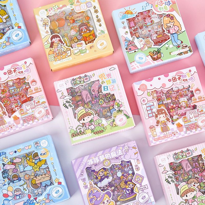 

50 stiker waterproof Harian perjalanan DouDou untuk atk botol dan jurnal