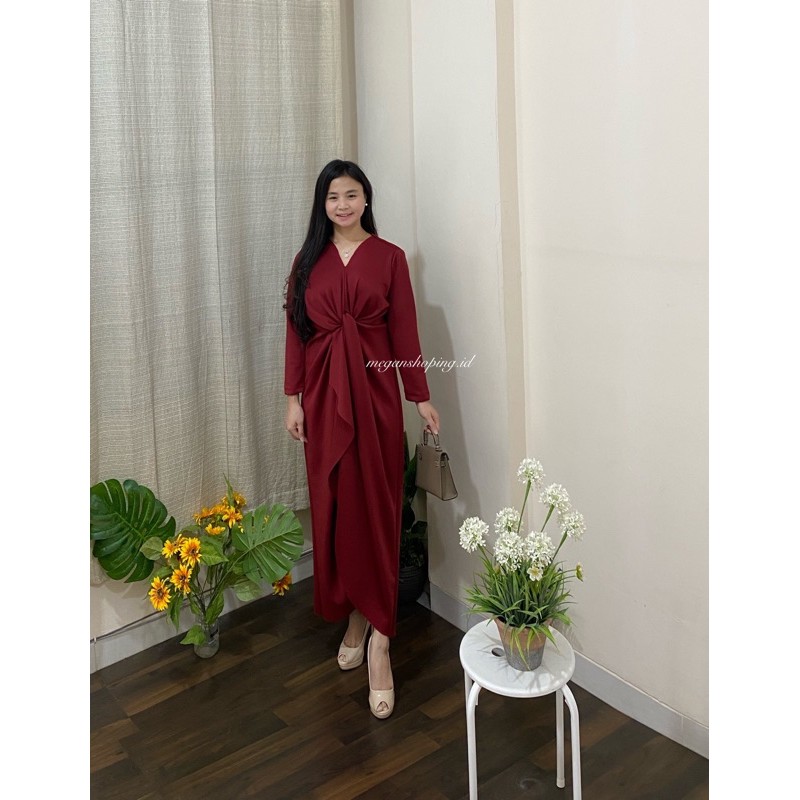 Elencia Dress Long Dress Maxi Dress Fashion Wanita Hijab Friendly - meganshoping-Maroon