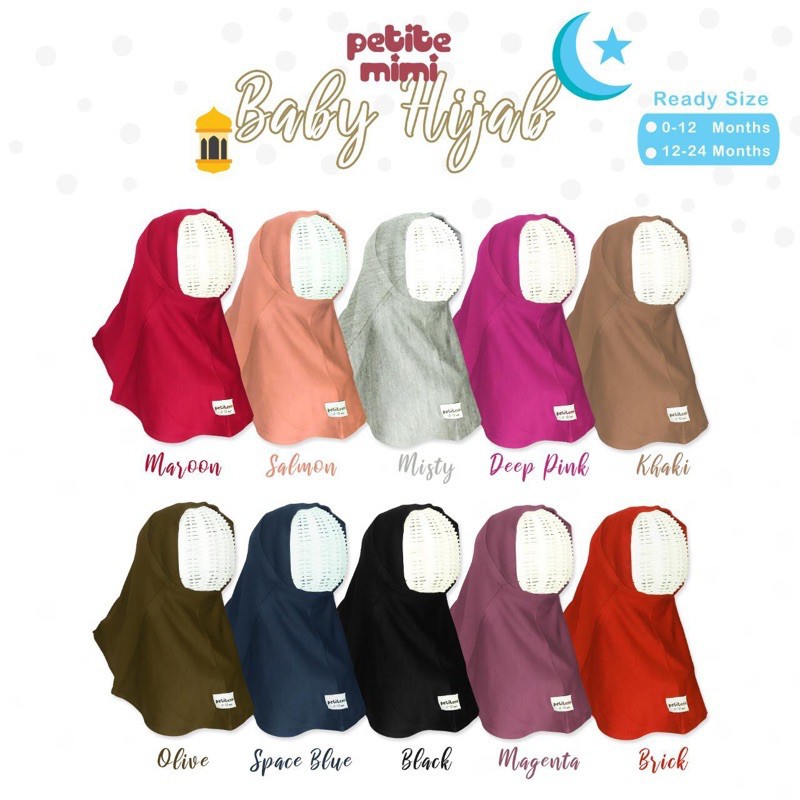 Petite Mimi Baby Hijab (Hijab Polos untuk Bayi) - PM-BH Warna Random