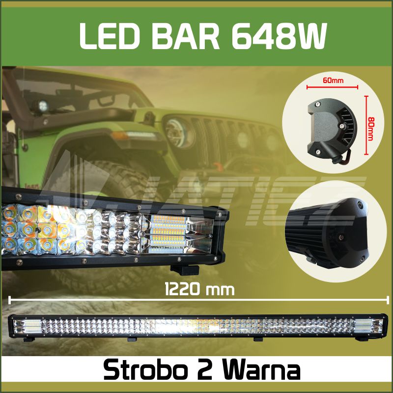 Lampu LED Bar Offroad 300w 135cm Jeep JK Wrangler Jimmy Pajero Fortuner Triton Navara Hilux LED