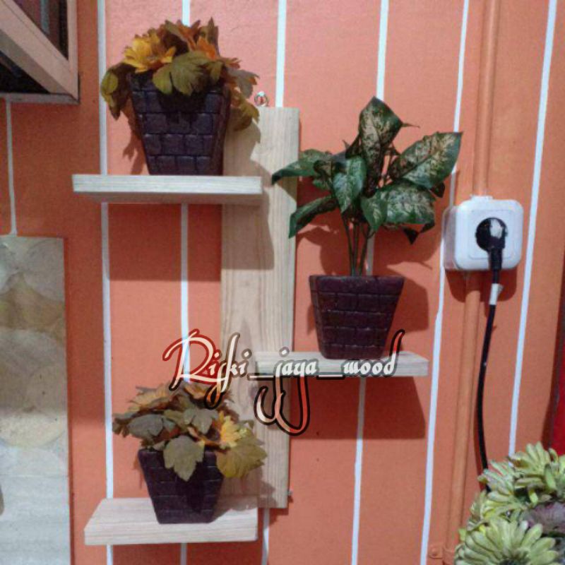 Rak bunga susun sap 3 dinding / tempat bunga / hiasan dinding