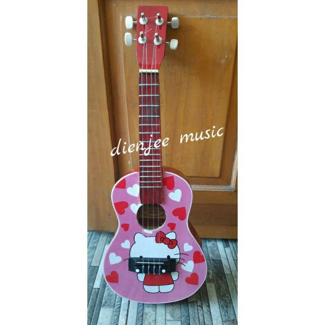 Ukulele/gitar ukulele motif hello kitty/ukulele karakter hello kitty/Kentrung/kado